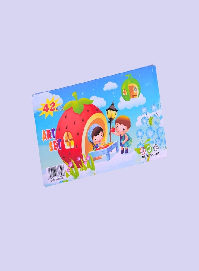 ILEARNNGROW Junior Drawing & Coloring Art Set for Kids with Colour Pencils, Crayons, Watercolours and Sketch Pens | Creative Art Kit for Children | Multicolour (Pack of 1) - Image 3